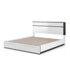 Kena King Size Bed | White Gray Panel Headboard | Footboard Storage Drawers