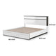Kena Queen Size Bed | White Gray Panel Headboard | Footboard Storage Drawers BM342295