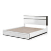 Kena King Size Bed | White Gray Panel Headboard | Low Profile Footboard