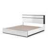 Kena Queen Size Bed | White Gray Panel Headboard | Low Profile Footboard