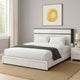 Kena Queen Size Bed | White Gray Panel Headboard | Low Profile Footboard BM342297