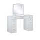 Texo 3pc White Vanity Table Set w LED Mirror and Beige Padded Stool BM342298