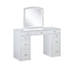 Texo 3pc White Vanity Table Set w LED Mirror and Beige Padded Stool