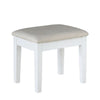 Texo 3pc White Vanity Table Set w LED Mirror and Beige Padded Stool