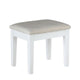 Texo 3pc White Vanity Table Set w LED Mirror and Beige Padded Stool