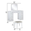 Texo 3pc White Vanity Table Set w LED Mirror and Beige Padded Stool BM342298