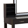 Jexo 3pc Cherry Vanity Table Set w LED Mirror | 3 Drawer | Gray Padded Stool