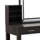 Jexo 3pc Cherry Vanity Table Set w LED Mirror | 3 Drawer | Gray Padded Stool