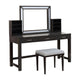 Jexo 3pc Cherry Vanity Table Set w LED Mirror | 3 Drawer | Gray Padded Stool