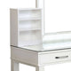 Jexo 3pc White Vanity Table Set w LED Mirror | 3 Drawer | Gray Stool