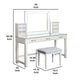 Jexo 3pc White Vanity Table Set w LED Mirror | 3 Drawer | Gray Stool