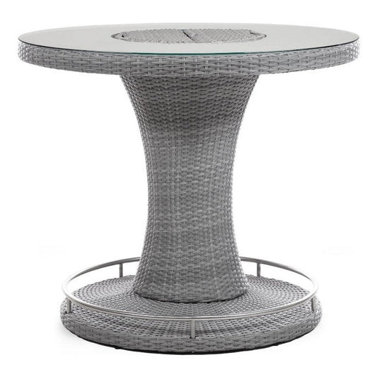 Mio Outdoor Bar Height Table w Steel Ice Bucket | 46" Round | Gray
