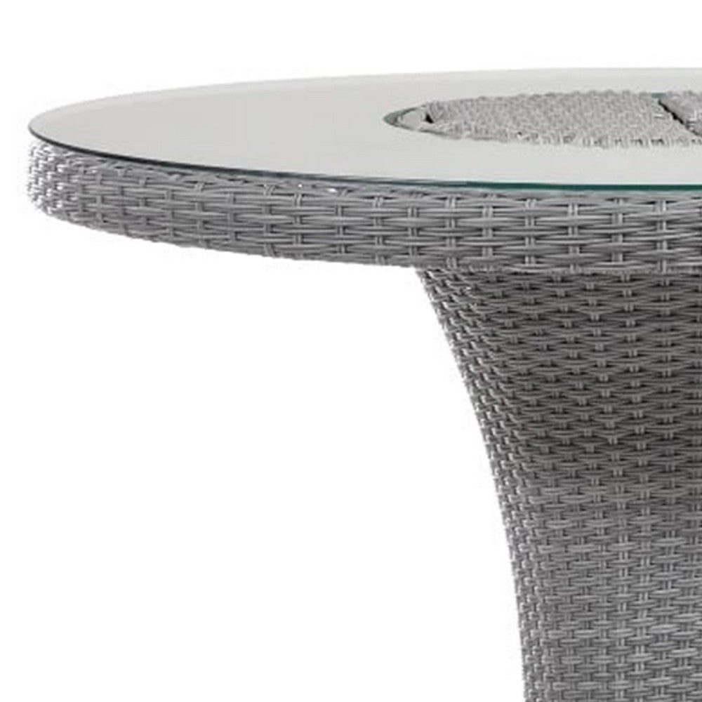 Mio Outdoor Bar Height Table w Steel Ice Bucket | 46" Round | Gray