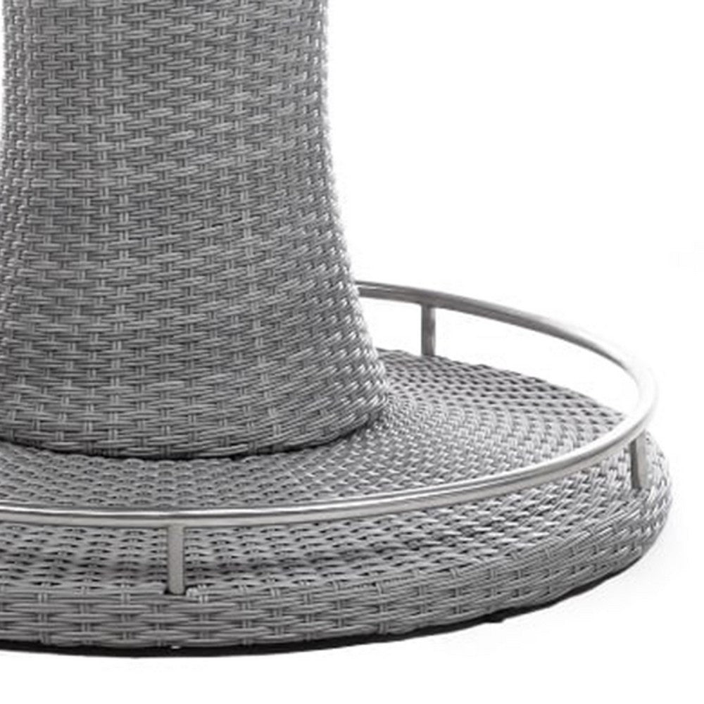 Mio Outdoor Bar Height Table w Steel Ice Bucket | 46" Round | Gray