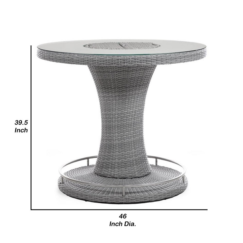 Mio Outdoor Bar Height Table w Steel Ice Bucket | 46" Round | Gray