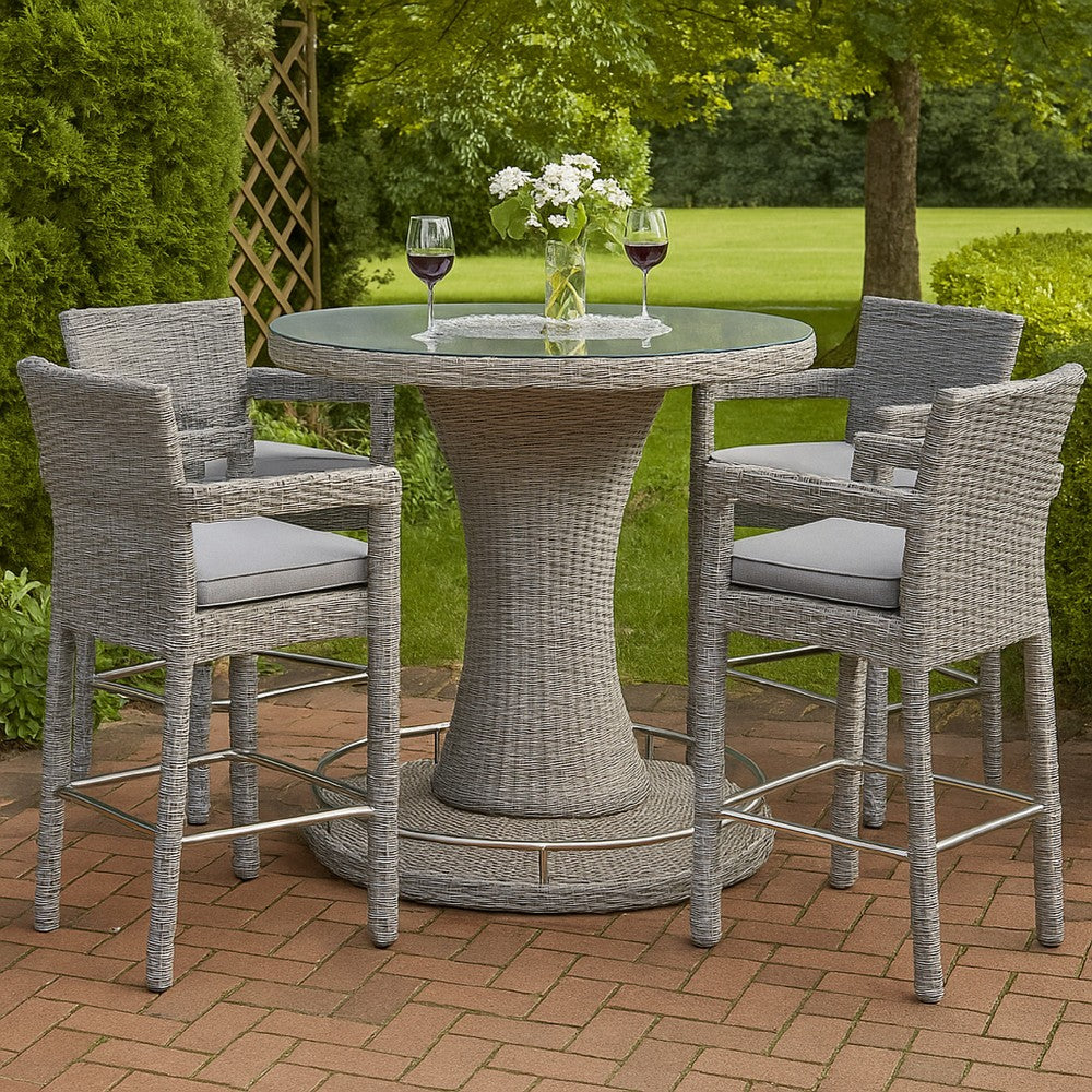 Mio Outdoor Bar Height Table w Steel Ice Bucket | 46" Round | Gray