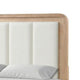 Rexa Queen Bed | White Upholstered Channeled Headboard | Natural Brown Wood BM342302