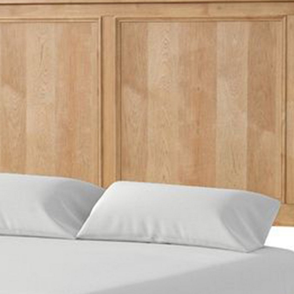 Lexa Queen Bed w Plank Headboard and Molding | Natural Oak Brown Wood BM342303