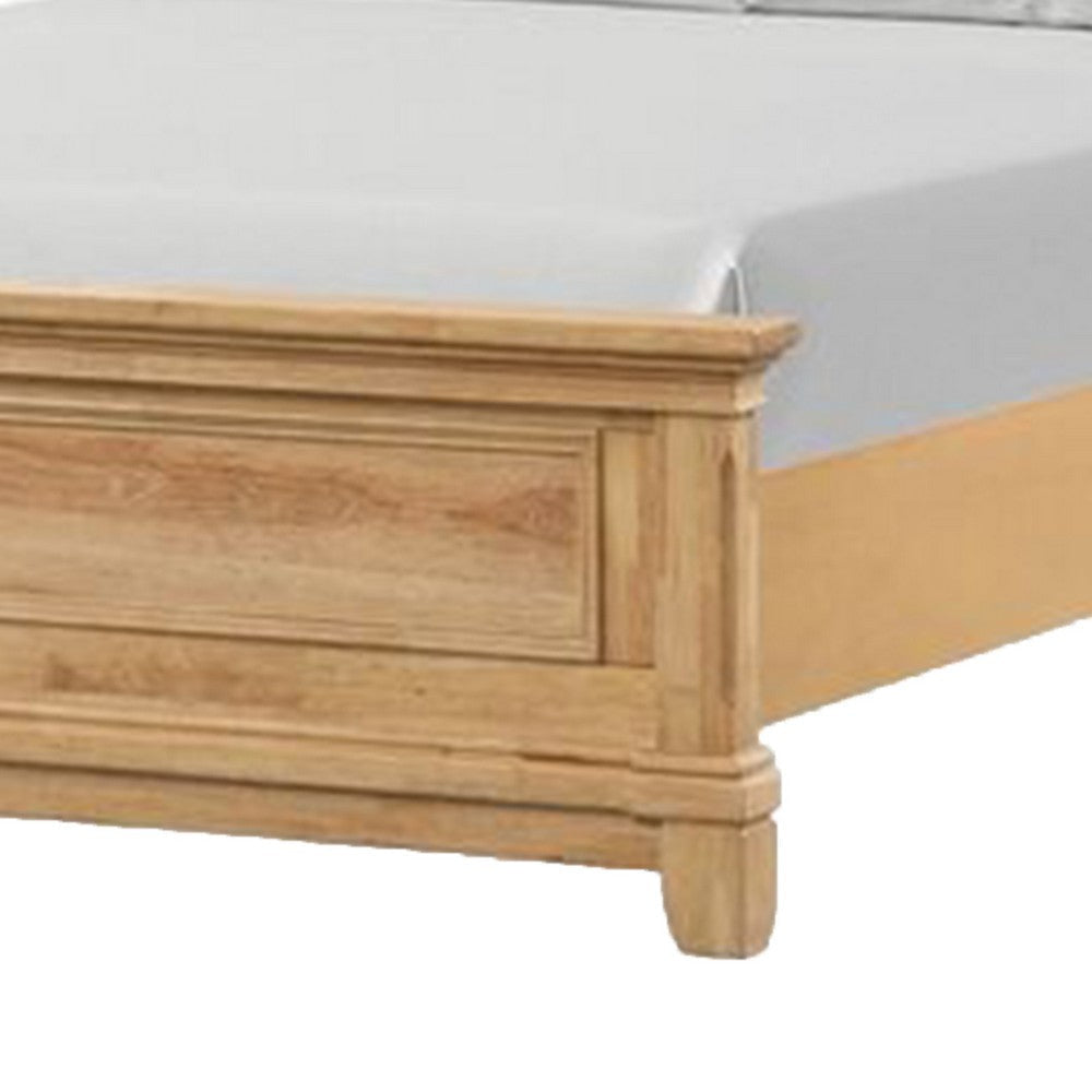 Lexa Queen Bed w Plank Headboard and Molding | Natural Oak Brown Wood BM342303