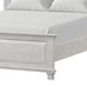 Leyne Queen Bed | Cream Upholstery | Dentil Molding Weathered Gray Wood BM342304