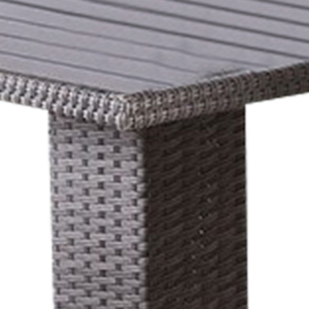 Nia Bistro Outdoor Table | Marble Base | Gray PE Rattan Frame | 27"