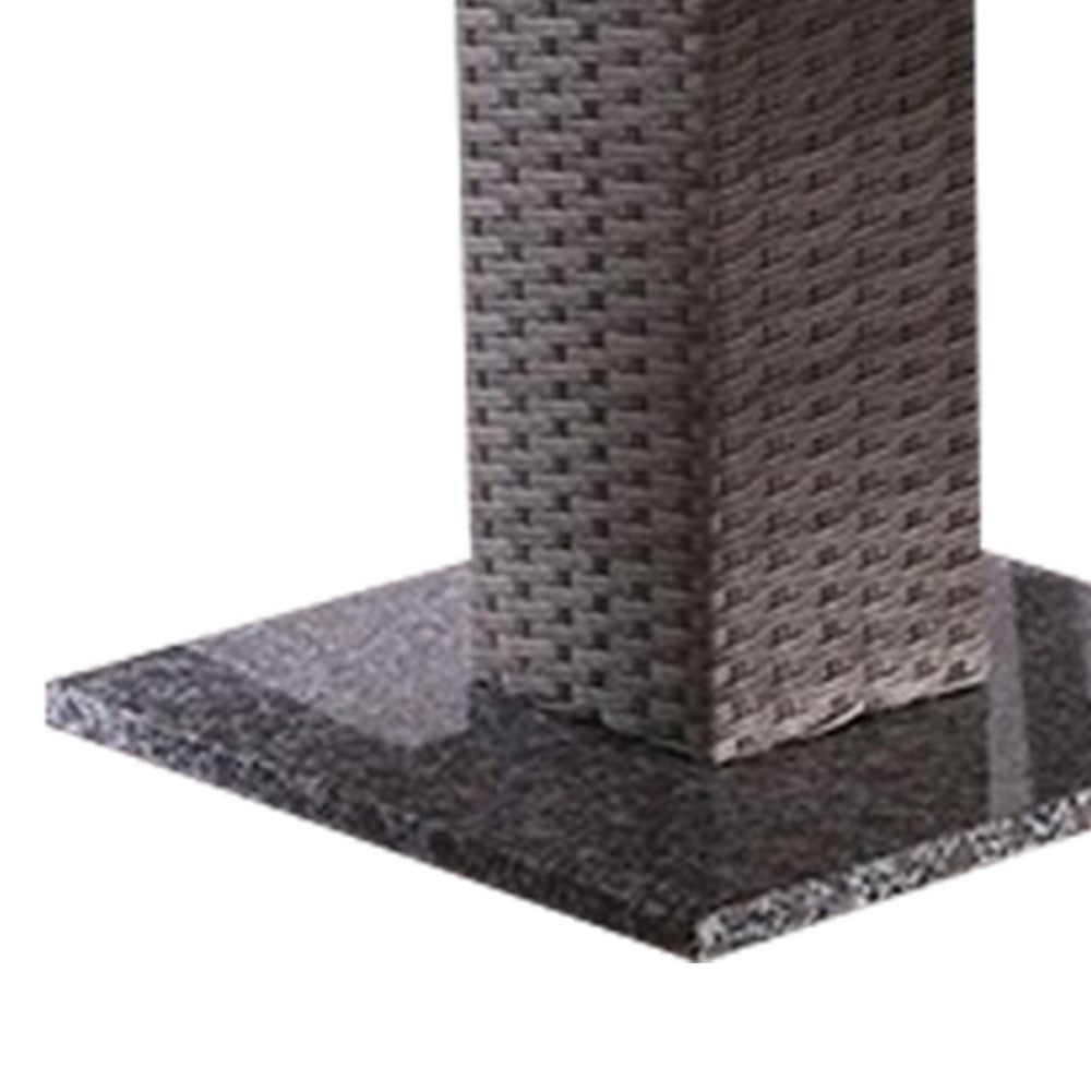 Nia Bistro Outdoor Table | Marble Base | Gray PE Rattan Frame | 27"
