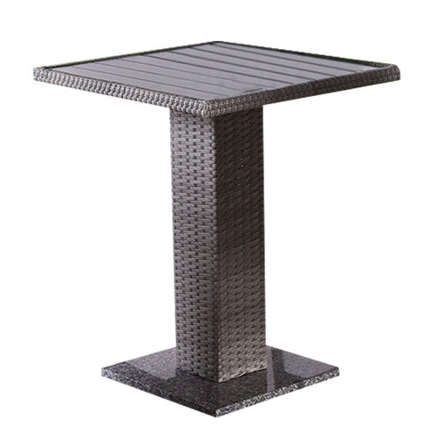 Nia Bistro Outdoor Table | Marble Base | Gray PE Rattan Frame | 27"