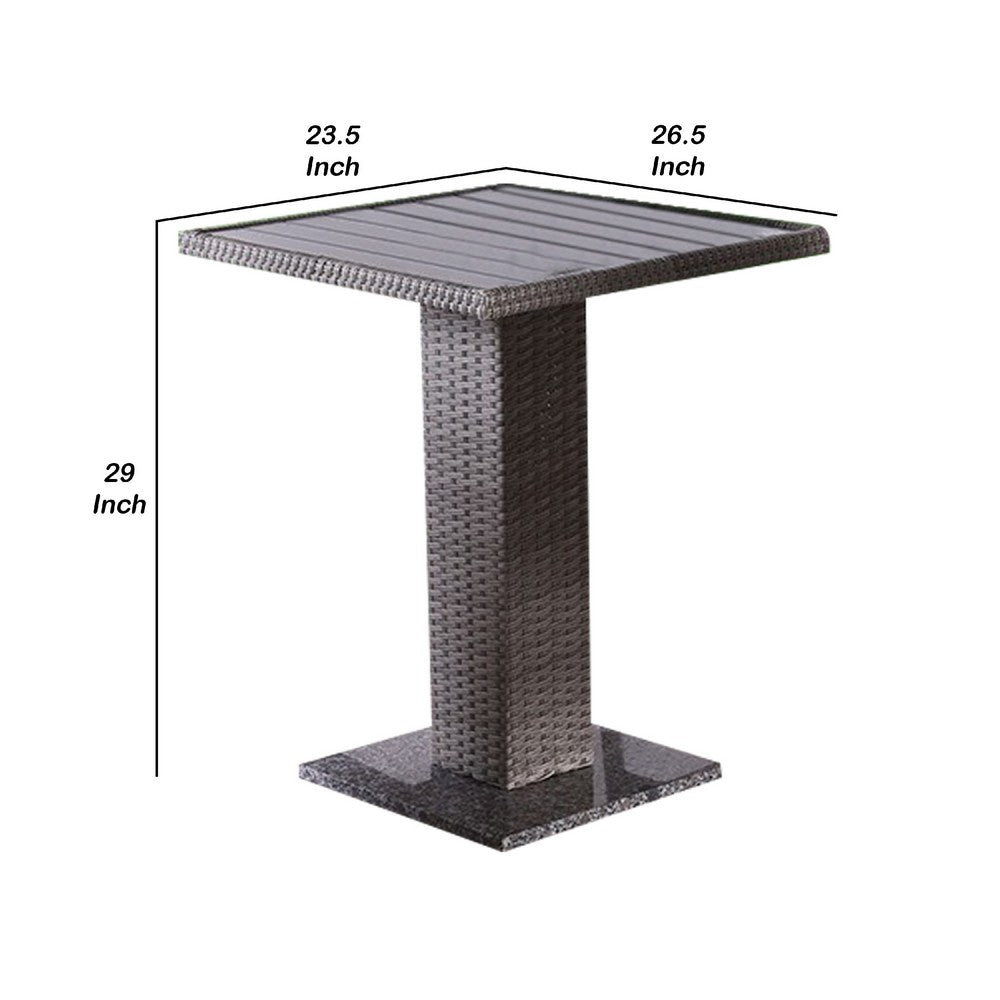 Nia Bistro Outdoor Table | Marble Base | Gray PE Rattan Frame | 27"