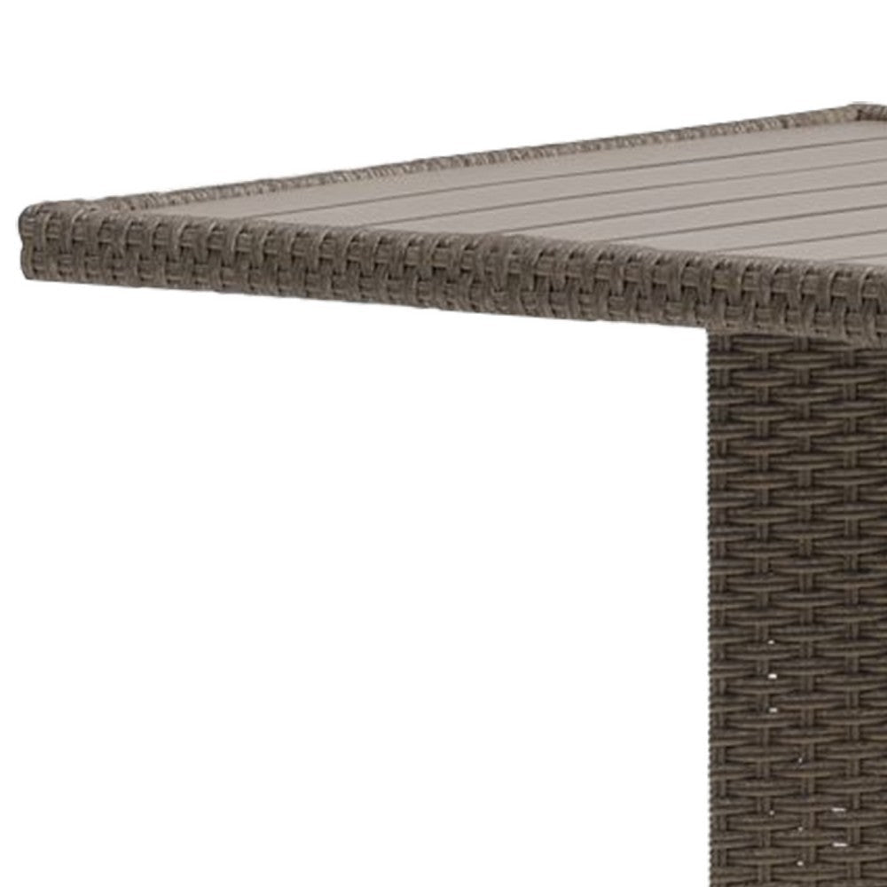 Nia Bistro Outdoor Table | Marble Base | Brown PE Rattan Frame | 27’’ BM342308