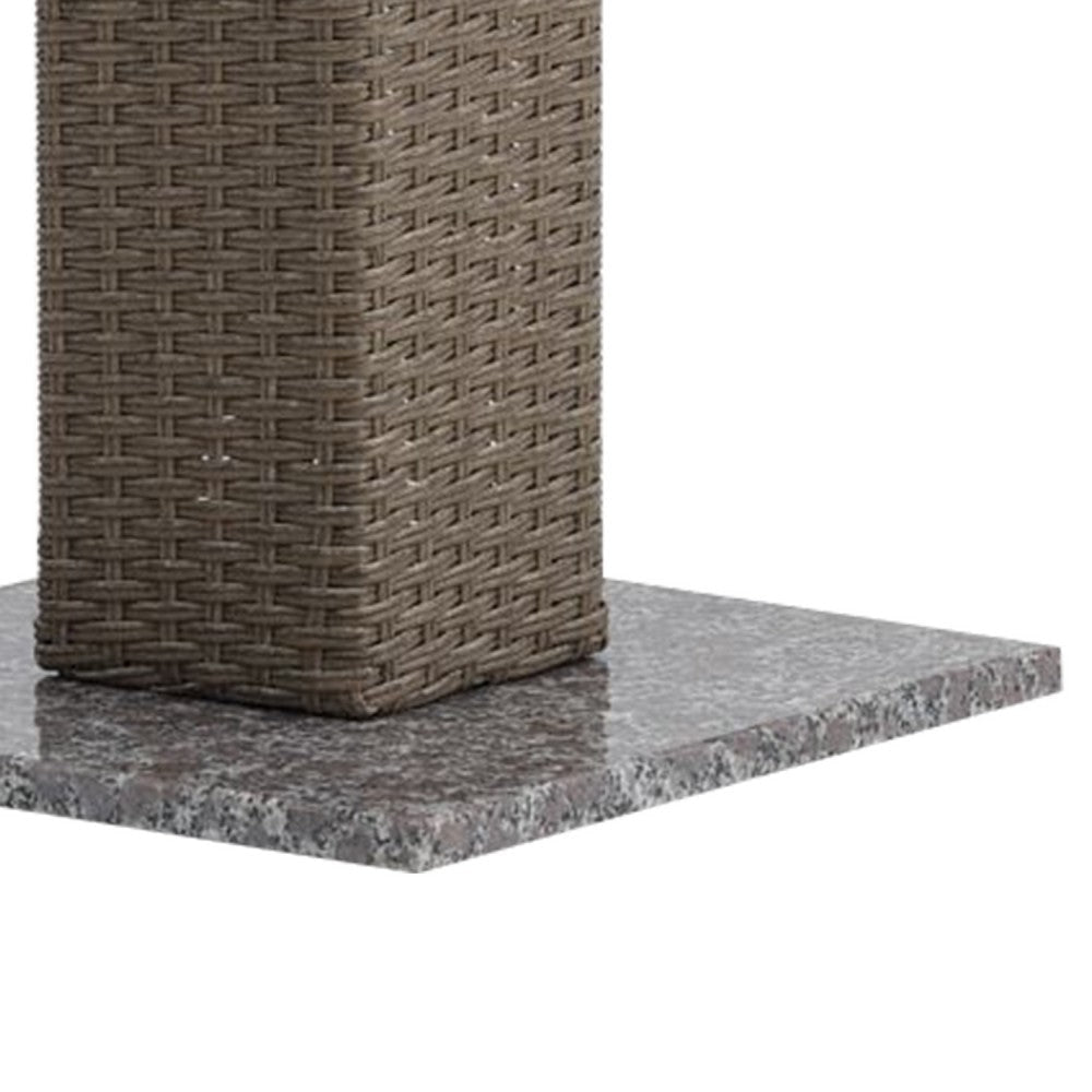 Nia Bistro Outdoor Table | Marble Base | Brown PE Rattan Frame | 27’’ BM342308