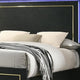 Lati Queen Bed | LED Headboard | Gold Trim and Bracket Legs | Black Wood BM342309