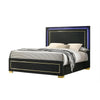 Lati Queen Bed | LED Headboard | Gold Trim and Bracket Legs | Black Wood