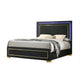 Lati Queen Bed | LED Headboard | Gold Trim and Bracket Legs | Black Wood