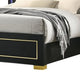 Lati Queen Bed | LED Headboard | Gold Trim and Bracket Legs | Black Wood BM342309