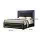 Lati Queen Bed | LED Headboard | Gold Trim and Bracket Legs | Black Wood BM342309