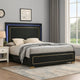 Lati Queen Bed | LED Headboard | Gold Trim and Bracket Legs | Black Wood BM342309
