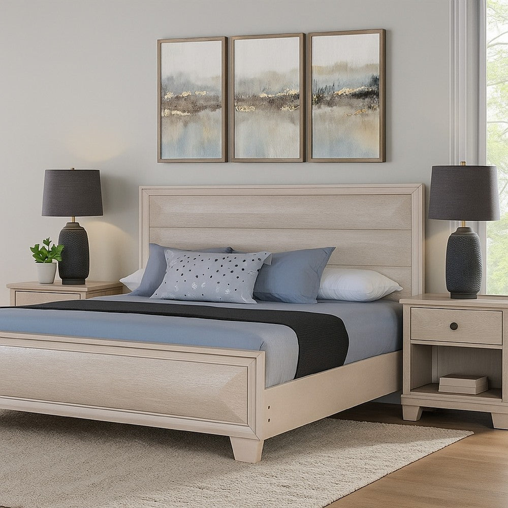 Nitz King Bed | Paneled White Oak Wood Headboard | Beveled Fronts BM342310