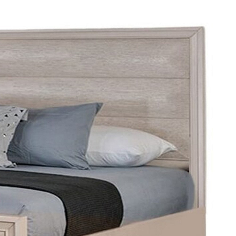 Nitz Queen Bed | Paneled White Oak Wood Headboard | Beveled Fronts BM342311