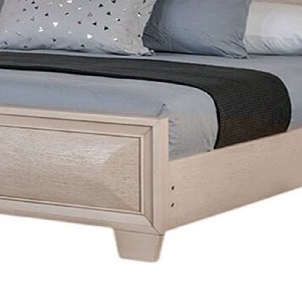 Nitz Queen Bed | Paneled White Oak Wood Headboard | Beveled Fronts BM342311