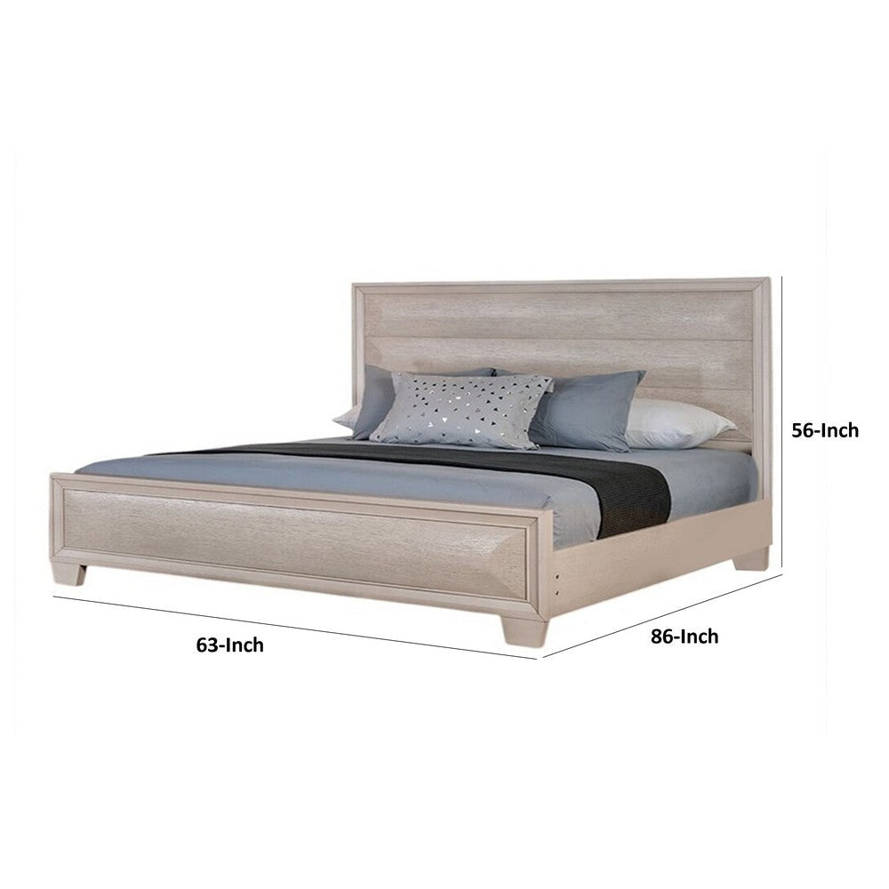 Nitz Queen Bed | Paneled White Oak Wood Headboard | Beveled Fronts BM342311