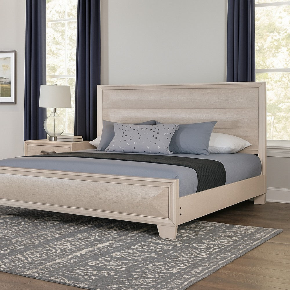 Nitz Queen Bed | Paneled White Oak Wood Headboard | Beveled Fronts BM342311