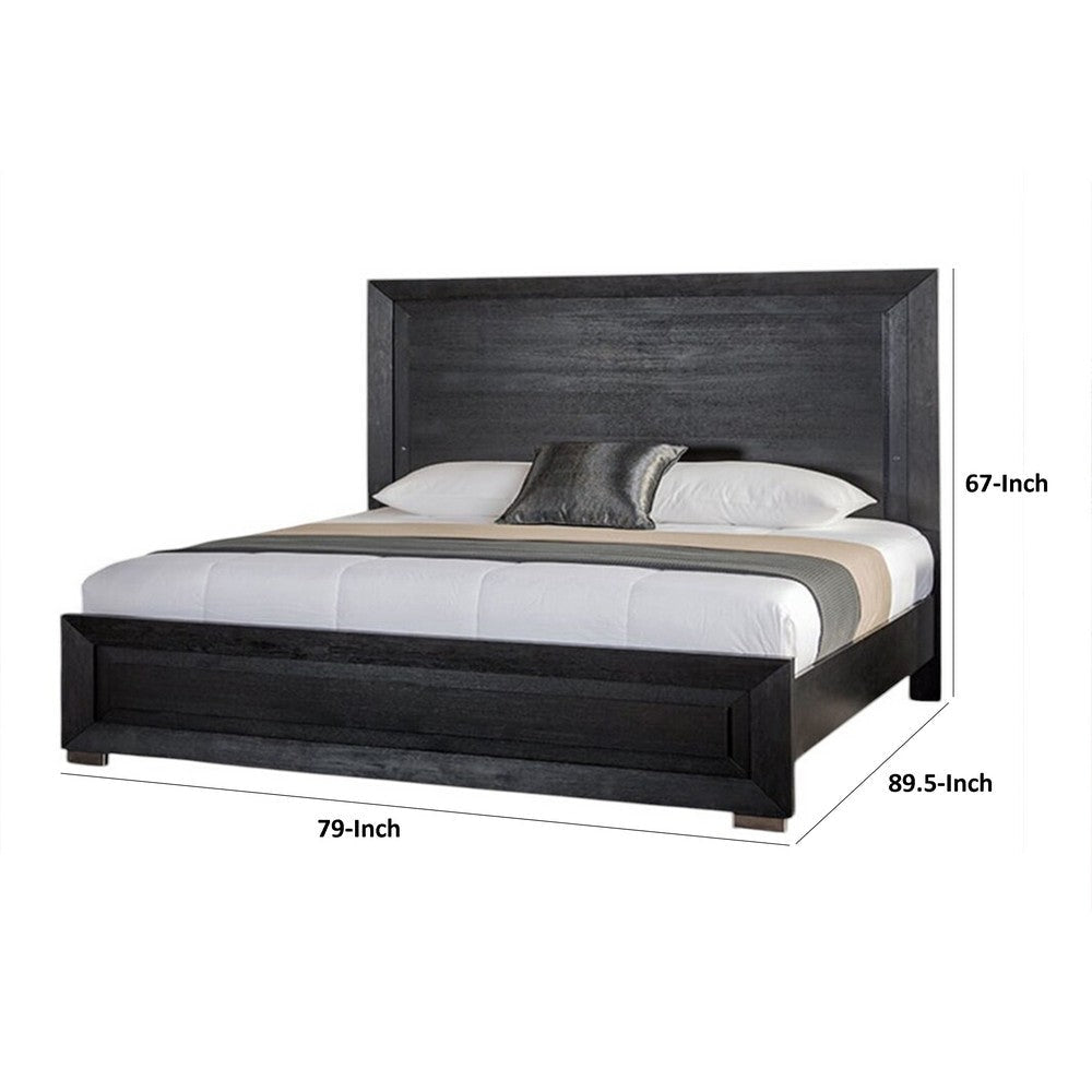 Ashen California King Bed | LED Headboard | Chrome Metal Legs | Black Wood BM342312