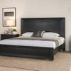 Ashen California King Bed | LED Headboard | Chrome Metal Legs | Black Wood BM342312