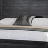 Ashen King Bed | LED Headboard | Chrome Metal Legs | Rustic Black Wood BM342313