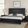 Ashen King Bed | LED Headboard | Chrome Metal Legs | Rustic Black Wood BM342313