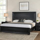 Ashen King Bed | LED Headboard | Chrome Metal Legs | Rustic Black Wood BM342313