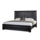 Ashen King Bed | LED Headboard | Chrome Metal Legs | Rustic Black Wood