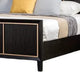 Yada Queen Bed w Gold Trim Accents | Tapered Legs | Espresso Brown Wood BM342315