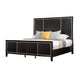 Yada Queen Bed w Gold Trim Accents | Tapered Legs | Espresso Brown Wood