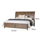 Merry Queen Bed | Curved Panel Headboard | Rivet Accents | Brown Wood BM342316